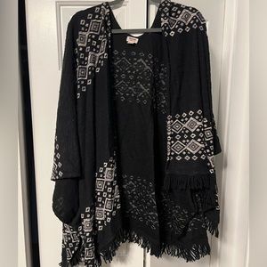 Print Poncho Cardigan